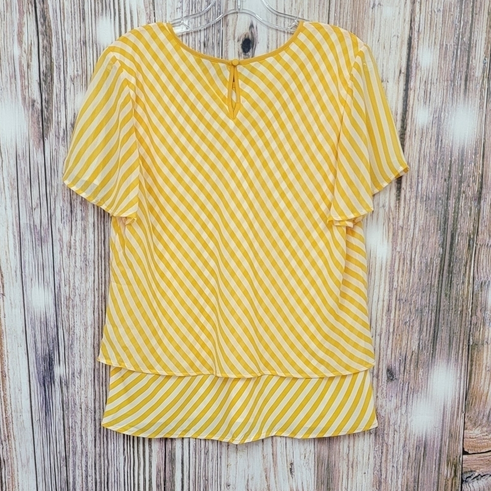 Vince Camuto Flutter Sleeve Stripe Layered Blouse - image 5